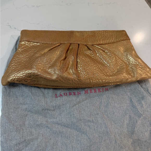 Lauren Merkin Metallic Gold Evening Bag - Picture 2 of 7